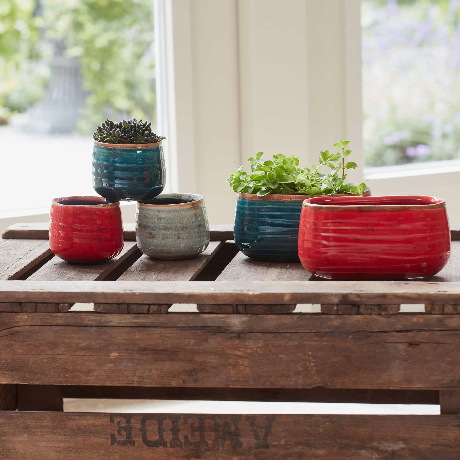 Keramik-Blumentopf Iris D6,5 Cm Türkis – Bild 3