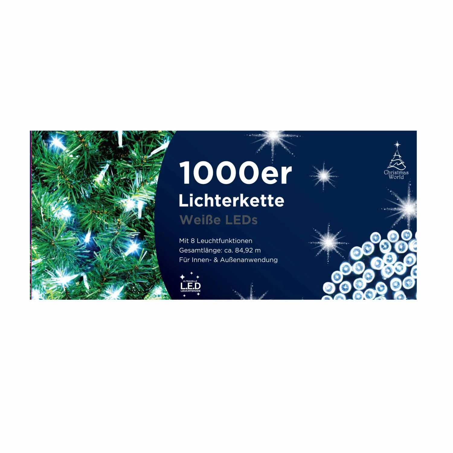 Lichterkette LED 1000 LED Kaltweiß L85m